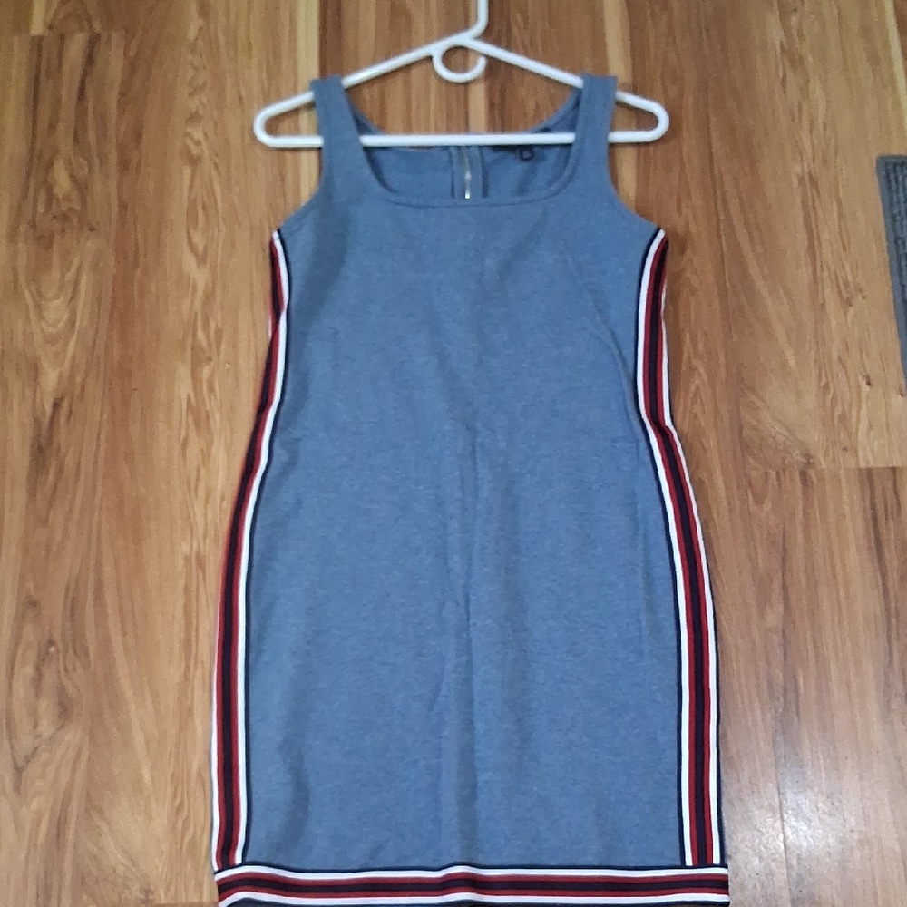 Tommy Hilfiger Blue Knit Mini Dress with Red & White Side Stripes